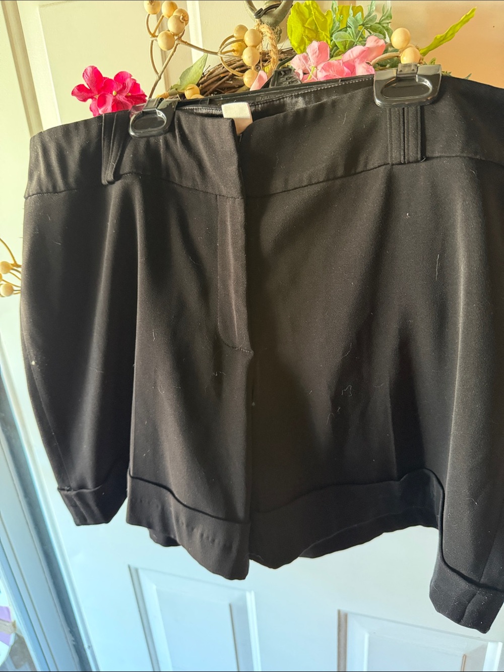 White House Black Market Black Tailored Bermuda Shorts with Cuffed Hem
